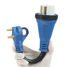 30 Amp Male Plug to 50 Amp RV Adapter with Locking Connector,NEMA TT-30P to SS2-50R 50 AMP RV to 30 AMP Power Source Plug Adapter with A 30A/125V Max Rating,Secured Locking Connection,12 Inch