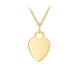 Tuscany Silver Women's Sterling Silver Yellow Gold Plated 12mm x 20mm Polished Heart Pendant on Sterling Silver Yellow Gold Plated Curb Chain 46cm/18