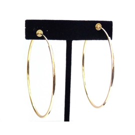 Clip-on Earrings Gold Tone Hoop Earrings Simple Thin 2.25 inch Hoop