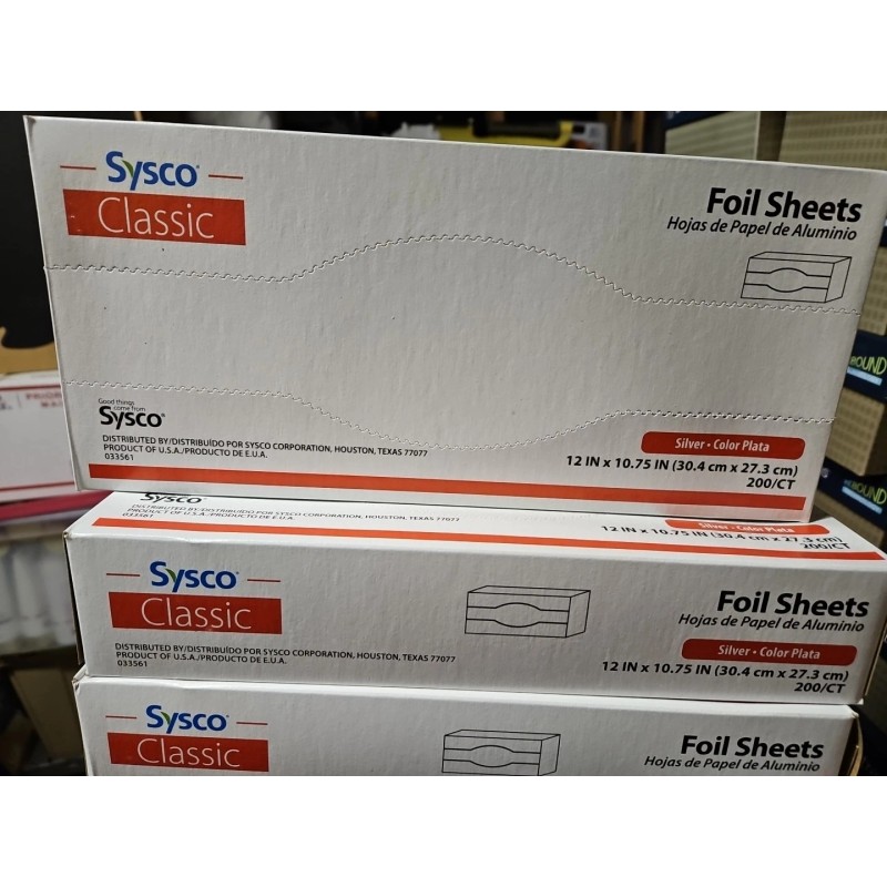 Sysco Classic Aluminum Silver 12 x10.75 Foil Sheet, 600 Count