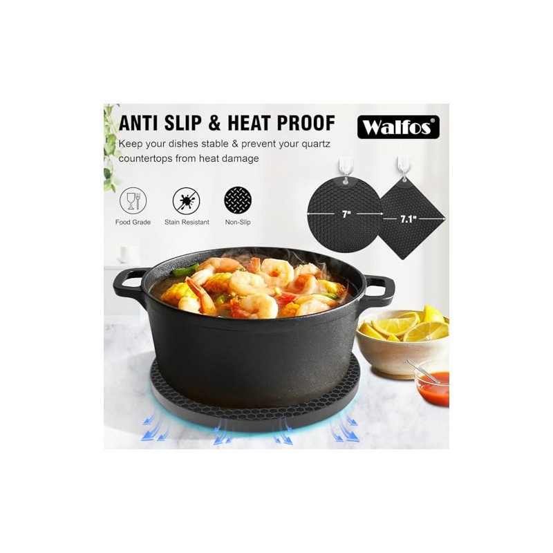 Walfos Silicone Trivet Mats - Versatile Heat Resistant Pot Holders