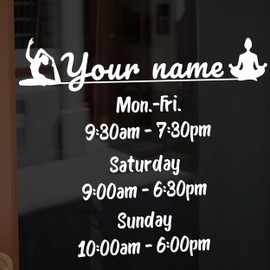 Hours Of Operation Sign with Yoga Poses Figures - Toga Club Custom Signs For Business Hours with Female Drawing - Custom Yoga Name Business Signs