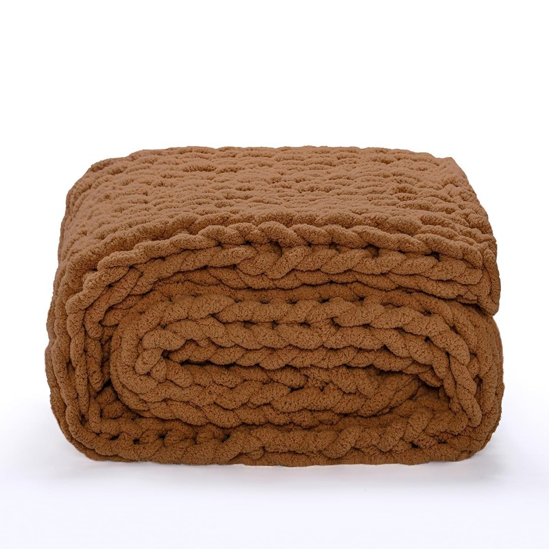 YAAPSU Chunky Knit Blanket Throw 51"x63", Chenille Throw Blankets, Chunky