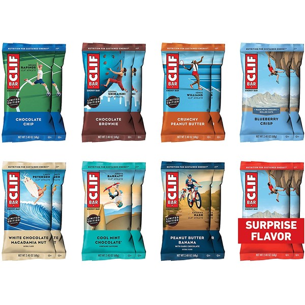 CLIF BARS - Energy Bars - Best Sellers Variety Pack- Made with Organic Oats - Plant Based (2.4 Ounce Protein Bars, 16 Count) Packaging & Assortment May Vary ()