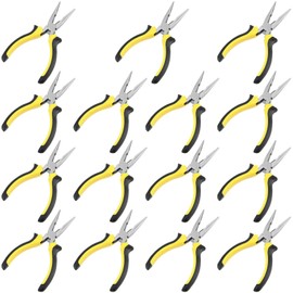 SINJEUN 15 Pack 6 Inch Needle Nose Pliers, Long Needle Nose Pliers with Wire Cutter, Insulated Handle Side Cutting Long Nose Pliers for Cutting and Bending Wire