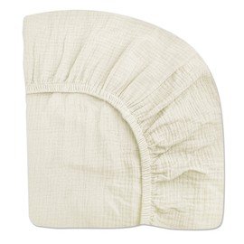 Pack and Play Sheets for Baby Boys and Girls 39"x27"x3", Neutral Muslin Cotton Pack N Play Mattresses Sheet with Boho Style, Soft and Breathable Comfort (Pale Yellow, Pank N Play Sheet)