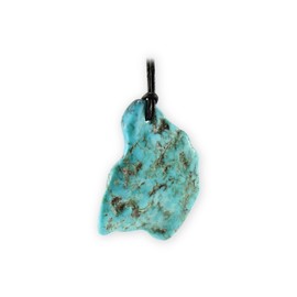 Budawi® Genuine Arizona Turquoise Pendant Necklace with Leather Cord, Gemstone, Turquoise