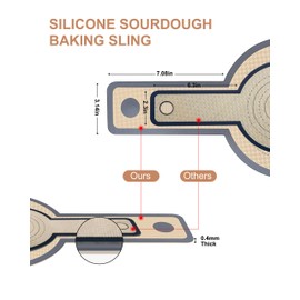 Silicone Bread Sling for Dutch Oven, Non-Stick & Easy to Clean Bread Baking Mat, Reusable Bread Sling Supplies with Long Handle, Bread Baking Sheet Liner to Transfer Sourdough（Grey）