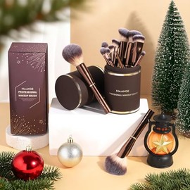 MAANGE Brochas de Maquillaje Profesionales para Cara y Ojos, 13 brochas de maquillaje con funda, kit de brochas de sombra de ojos con caja de regalo, 