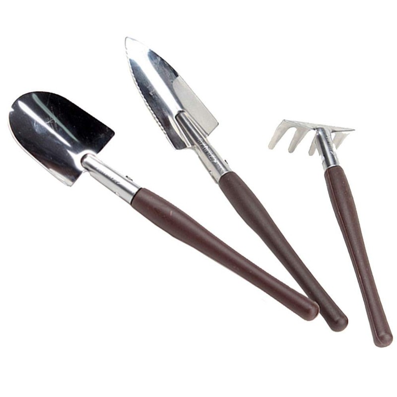 Hemoton Handheld Garden Tool Set 3 Pieces Mini Rake Shovel
