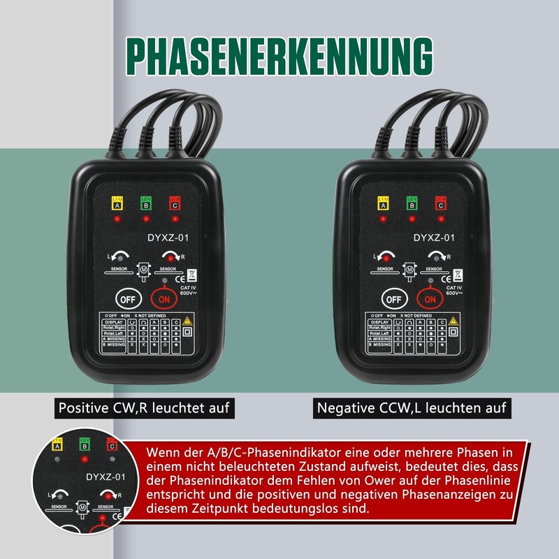KAISAL Contactless Phase Tester Rotary Field Meter CAT III AC