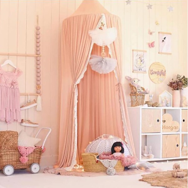 ETOPARS Bed Canopy for Children Round Dome Kids Mosquito Net Hanging Curtain Baby Indoor Outdoor Play Reading Tent Bedroom Nursery Decoration