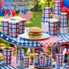 Tioncy 50 Pcs 12oz Patriotic Paper Cups, Red White Blue