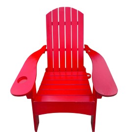 Red Adirondack Chair with Umbrella Holder Outdoor or Indoor Wood FurnitureColor: as Pic Color
