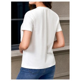 Verdusa Women's Short Sleeve Fringe Tops Tassel Trim Cowgirl Shirts Western Outfits White Medium