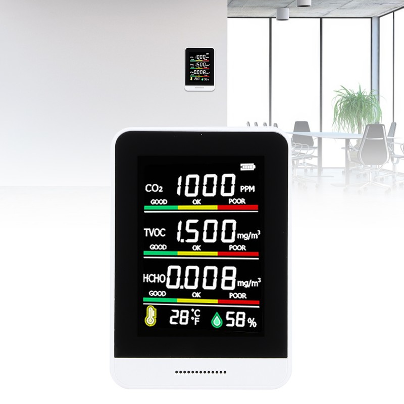 Air Quality Monitor Portable CO2 TVOC Formaldehyde Tester Humidity Detection