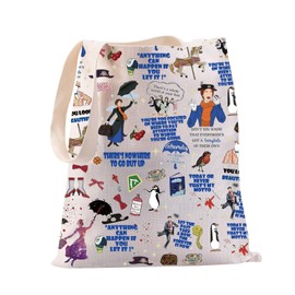 PXTIDY Marry Movie Characters Tote Bag Mary Fans Gift Poppin Umbrella Canvas Tote Bag Mary Musical Lover Gift, beige