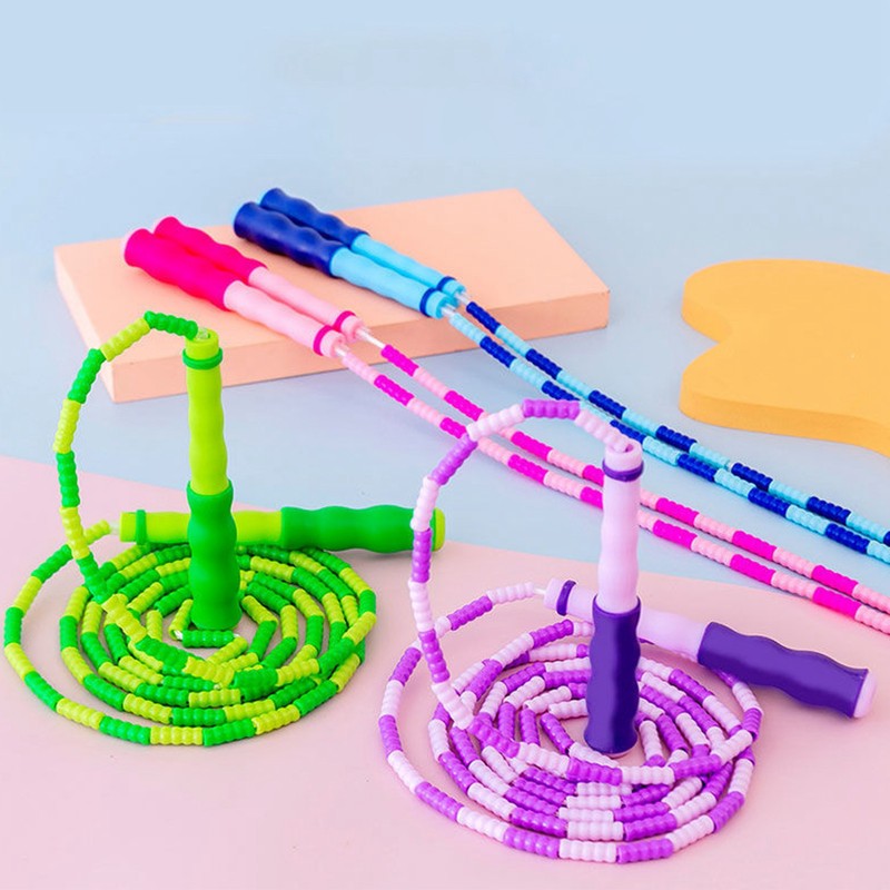 Jump Rope Comfortable Grip Adjustable Durable Lightweight Safe Beaded Skipping