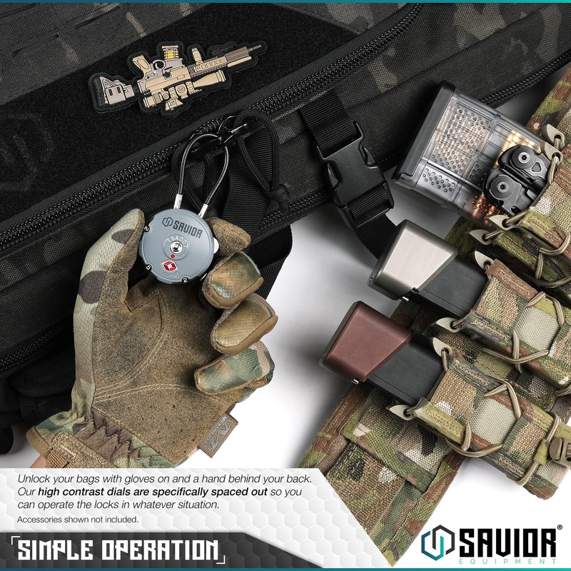 Savior Equipment Quality TSA-Approved 3-Digit Combination Cable Travel Luggage Locks