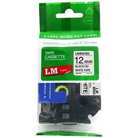 LM Tapes - Premium 1/2" (12mm) Black on White Compatible TZe P-touch Tape for use with Brother PT-P750W, PTP750W, PT750, PTP750 Ptouch Label Printer includes tape size/color guide.