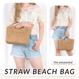 LUI SUI Summer Straw Purse for Women Woven Straw Tote Beach Purse Handbag for Party Vacation