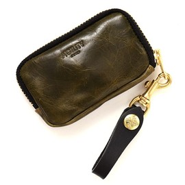 Agility affa "Genty" Key Case, Smart Key Compatible, Coin Purse, Card Case, Multi-Key Case, Genuine Leather, Men's, Women's, Made in Japan, Khaki