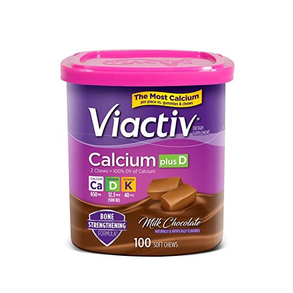 Viactiv, Calcium Dietary Supplement, Soft Chews plus D Milk Chocolate, 100 ct