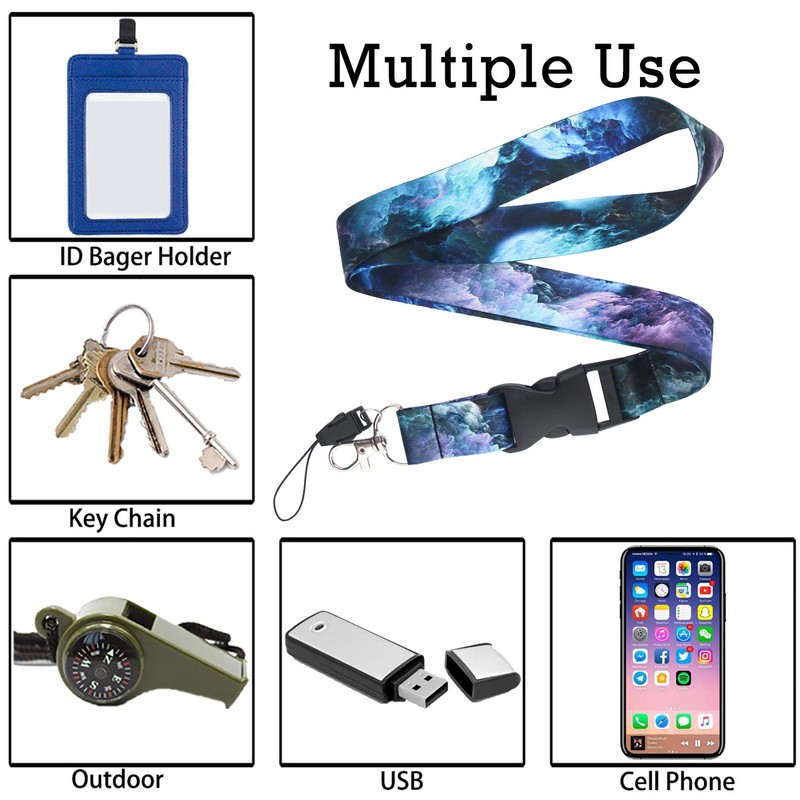 DMLSKY Blue Lanyard ID Badge Holder, with Safe Release Black
