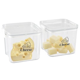 Cheese Container for Refrigerator 2 Pack,Deli Meat Containers with Airtight Lids,Cream Sliced Shredded Cheese Storage Container for Fridge,Refrigerator Organizers and Shredded Cheddar Storage Keeper