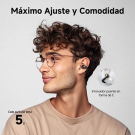 QCY Crossky C30 Open Ear Headphones Wireless Bluetooth, Clip-On Earbuds with 4 ENC Noise Cancelling Mic, Stable Fit, Dual Connection, EQ Customized, Sports Earphones for Workout/Running
