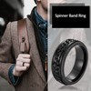 FASHGOOD Black Mens Rings Titanium Stainless Steel Anxiety Ring for