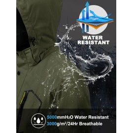 MAGCOMSEN Raincoat for Men Waterproof with Hood Windbreaker Jackets Lightweight Water Resistant Sportswear with Mesh Lining Army Green, L