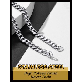 6mm Stainless Steel Man Chain Necklace, 36cm Curb Link With Gift Box