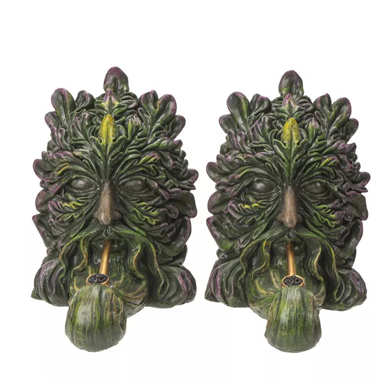 Forest Tree Spirit Ent Celtic Greenman Smoking Golden Pipes Decorative
