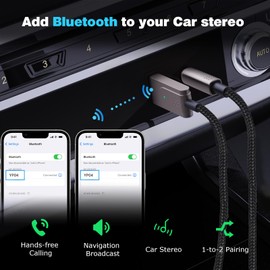 LOKUKA Bluetooth 5.3 to Aux Adapter for Car, USB to TRS 3.5mm Receiver - Adds Bluetooth to Car, Speaker, Home Stereo Audio for Hands-Free Calls, Voice Navigation, Phone Music - Brown