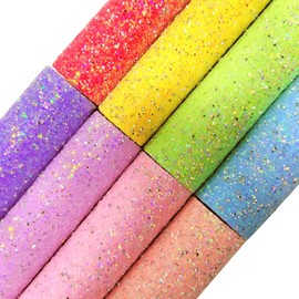 Greatdiy - Hojas de tela con purpurina gruesa de color caramelo de diamantes brillantes, 8 x 12 pulgadas, piel sintética de color pastel brillante para hacer manualidades (caramelo de diamante)