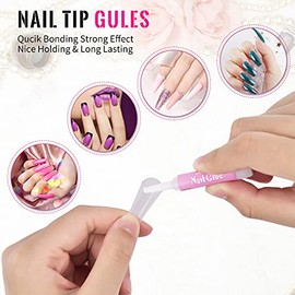 MORGLES - Puntas de uñas postizas transparentes, el juego de puntas de uñas de cobertura completa incluye 500 uñas transparentes a presión con limas d