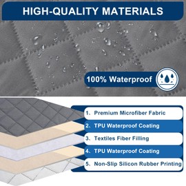 Armchair Protector for TV Chair, 100% Waterproof, 1-Seater Chair Protector with Pockets, Non-Slip Chair Cushion, Relaxing Chair with 2 Adjustable Straps, Machine Washable, Grey, S