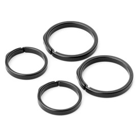 TIMULTI Titanium Key Holder Ring Lightweight Side Pushing Design 4 Pack Gray, Outer Diameter 0.8 inch (21 mm) 2 pieces + Outer Diameter 1.1 inch (27 mm) 2 pieces (Black)