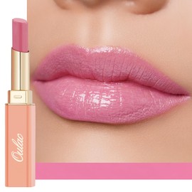 Oulac- Lápiz labial rosa cálido brillante bálsamo labial hidratante con color brillante, acabado jugoso y brillo transparente.                        