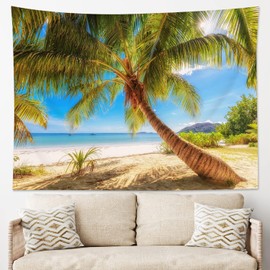 FENDROM Tropical Beach Tapestry Wall Hanging Green Palm Trees Ocean Wall Tapestry Summer Vacation Tapestries for Bedroom Living Room Dorm Party Decor