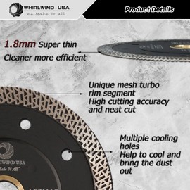 Whirlwind USA LCPM 9",Super Thin Premium Continuous Rim Tile Saw Diamond Blades,for Cutting Porcelain Tiles Granite Marble Ceramics (9 inch)