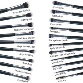 MSQ Eyeshadow Brushes Set 20pcs Makeup Eye Brushes Eyeshadow Blending Brush Eyebrow Eyeliner Lip Brush Beauty Brushes, Best for Gifts - Black         
