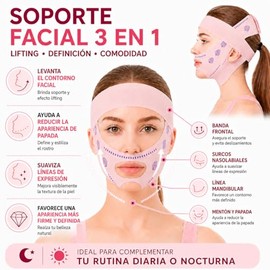 Faja Facial Mentonera Lifting Facial Reductor de Papada Faja para Papada Mujer con Cinta Reutilizable Aireada para Dormir y Día Correa Facial para V C