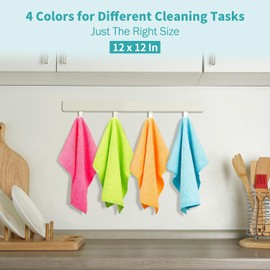 HOMERHYME Microfiber Cleaning Cloth, 12 Pack Cleaning Rags, 12" x 12" Microfiber Towel, Lint Free Non-Abrasive Dusting Cloth, Microfiber Towels for Cars Kitchen Garage House Office