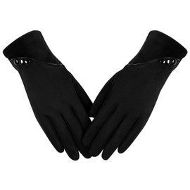Alepo Gloves Women Winter Warm, Womens Gloves Winter With Sensitive Touch Screen Texting Fingers, Ladies Gloves Winter Fleece Lined Windproof Gloves（Black-L
