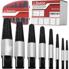 Allstric Set of 8 Broken and Damaged Screw Extractor | Remove Broken and Rusty Screws | Plumbing and Broken Pipe Extractor | Professional Tempered Steel Kit with Case Included