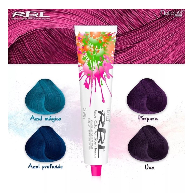 RBL 12 Tintes Fantasías Semipermanentes Para Cabello 90g