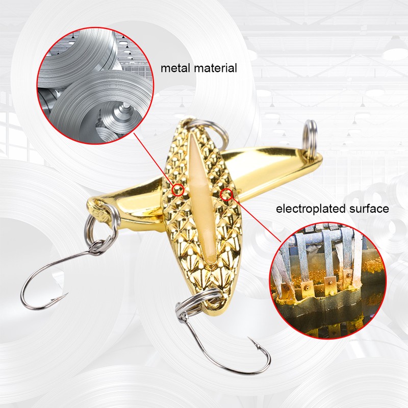 10pcs Metal Shiny Spoon Bait Hard Lures with Hook Fishing