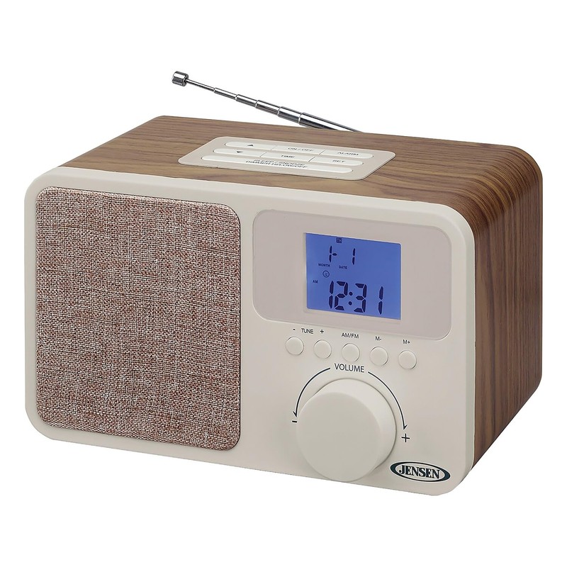 Jensen JCR-315 JCR-315 Digital AM/FM Dual-Alarm Clock Radio with Wood